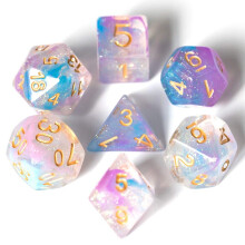 UDIXI 7 STK Harpiks DND ternings?t Lilla RPG Polyhedral ternings?t med hvirvler Iridecent glitter D&D terninger til rollespil Pathfinder bordspil