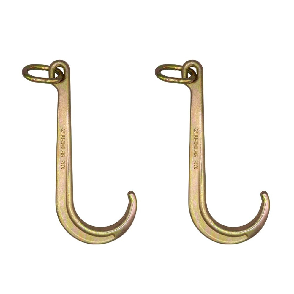 Mytee Products 2 Pack 15 Inch J Hook Heavy Duty Grade G70 Tow Axle Strap Wrecker Roll Back Clevis 5400#-image-OPC-PGBPCWY-NEW