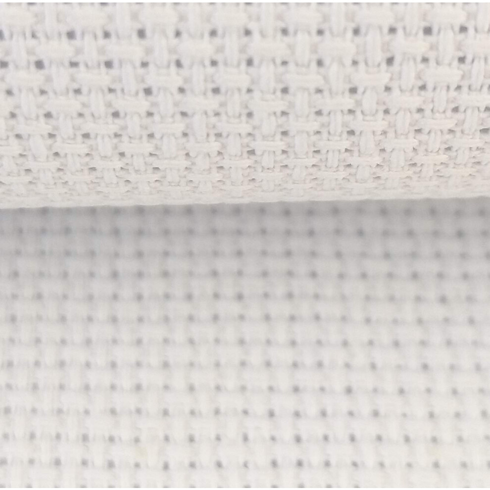 Tela Aida In Cotone Per Punto Croce, 14 Ct (55 Quadretti In 10 Cm), 48 X 71 Cm (Bianco)-image