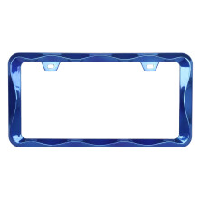 Sgooky 3D Curly Wave Pattern Licensplade Holder Chrome Licensplade Ramme fra Pure Zinc Alloy Metal Perfect Plate Holder (1pc Shining Blue)