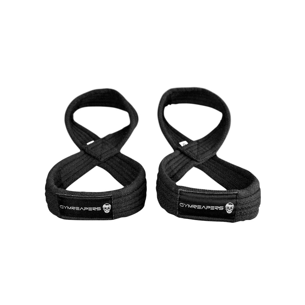 Gymreapers Figure 8 Lifting Straps for Deadlift Powerlifting Strongman & Cross Training Strong Weightlifting Wrist Straps for Men Women (Blac