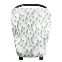 Baby Car Seat Cover Canopy and Nursing Cover Multi-Use Stretchy 5 in 1 Gift Evergreen by Copper Pearl