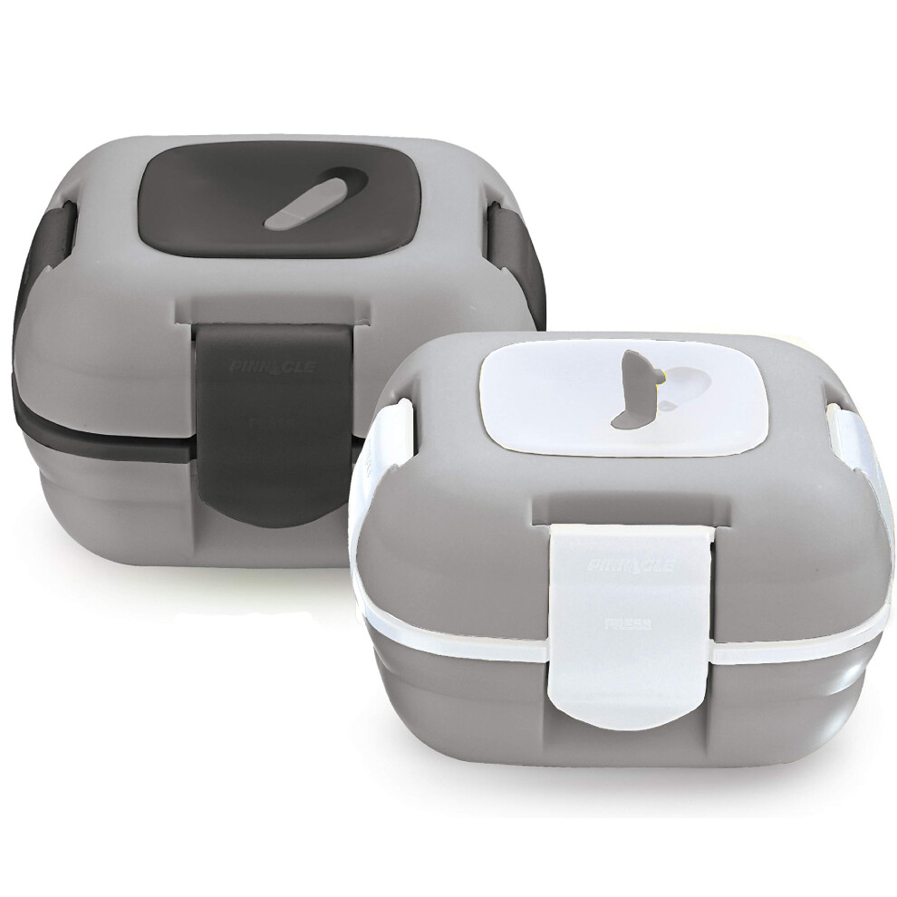 Pinnacle Lunch Box Termico Portapranzo Termico Per Alimenti Anticaduta | Porta Merenda Bambini E Adulti Con Innovativa Valvola Di Rilascio Del Calore | Set 2 Contenitori Ermetici 450 G | Grigio-image