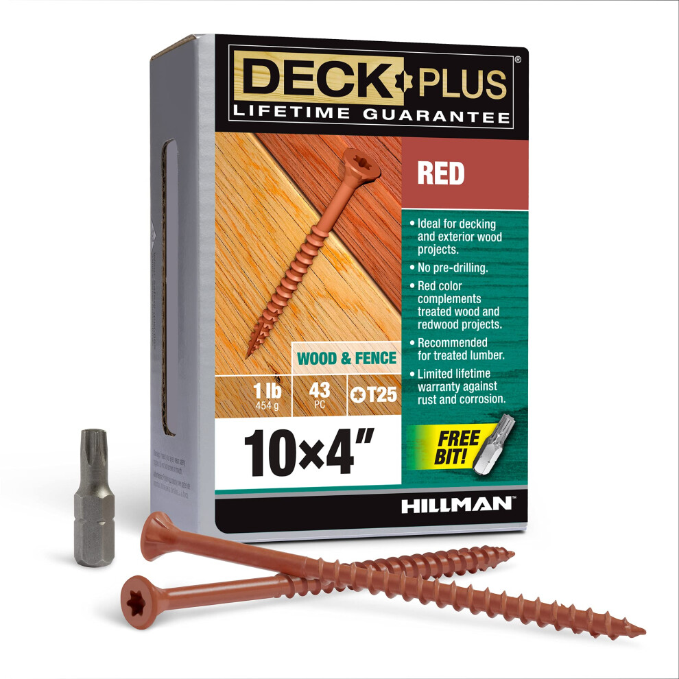 Deck Plus 48437 Wood Screws #10 x 4  Red  1lb Box-image-OPC-PFKCY6C-NEW
