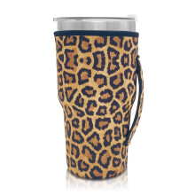 Manche de bouteille Leopard Imprimement arc-en-ciel d'eau de tournesol a manches isolees en neoprene pochette de bouteille de bouteille pour tass