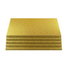 Ocreme kagebr?t guld folie firkantet kage tromme med smuk design robust og holdbar 1/2 tykke kage trommer firkantede kageplader 10 x 10 tommer pa