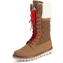 POLAR Womens Faux Fur Warm Thermal Waterproof Outdoor Walking Snow Winter Rubber Sole Calf Boots - Tan/Beige Shearling - EU38/US7 - YC0601
