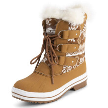 POLAR Womens Mid Padded Thermal Durable Rubber Sole Waterproof Winter Snow Faux Fur Boots - Tan Cardy - EU39/US8 - YC0635