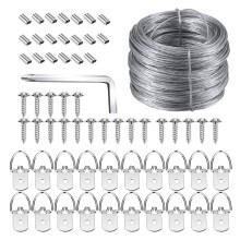 Picture Hanging Kit Listenman D Ring Picture Hangers with Screws Picture Hanging Wire(100 Feet) and Aluminum Sleeves Supports up to 30 lb Include