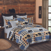 Virah Bella 3 piese King Lodge Set de a?ternuturi cu matla - Plaid de urs negru - cabina rustica ?ara reversibila de camping set de confortabil c