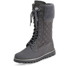 POLAR Womens Faux Fur Warm Thermal Waterproof Outdoor Walking Snow Winter Rubber Sole Calf Boots - Grey/Grey Shearling - EU40/US9 - YC0602