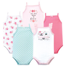 Hudson Baby Unisex Baby Bomuld ?rmel?se Bodysuits Pink Happy Camper 0-3 m?neder