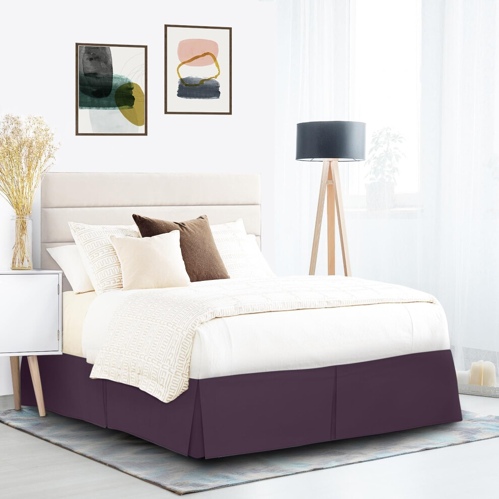 Jupe de lit pliss   e Clara Clark - 14 pouces sur mesure - Volant anti-poussi   re en microfibre de luxe - Comprend 8    pingles - King Size Violet