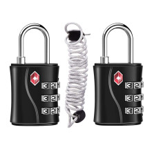 ZHEGE Kuffertl?se TSA-godkendte 3-cifrede bagagel?se med fleksibelt kabel (30 tommer) til rejseskole- og fitnessrum (sort 2-pak)