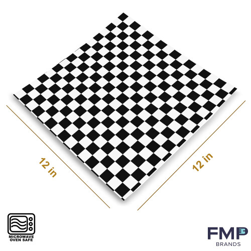 Fit Meal Prep [250 Φύλλα] Χαρτιά Δελίου 12x12" Μαύρο-Λευκό Καρό 2