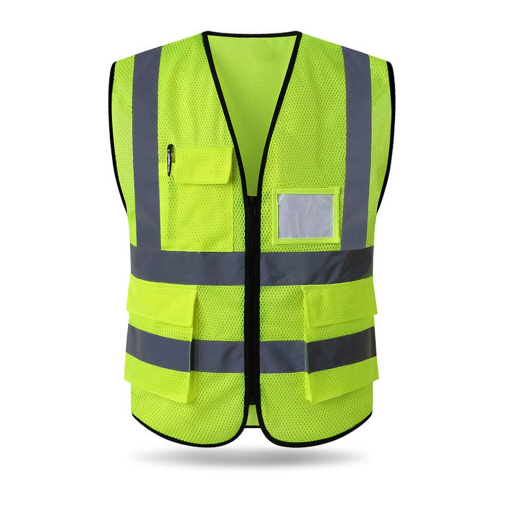 Hycoprot Reflective Safety Vest High Visibility Mesh Breathable Workwear With Pockets And Zipper Meets Ansi/Isea Standards Xl Yellow 016071267129