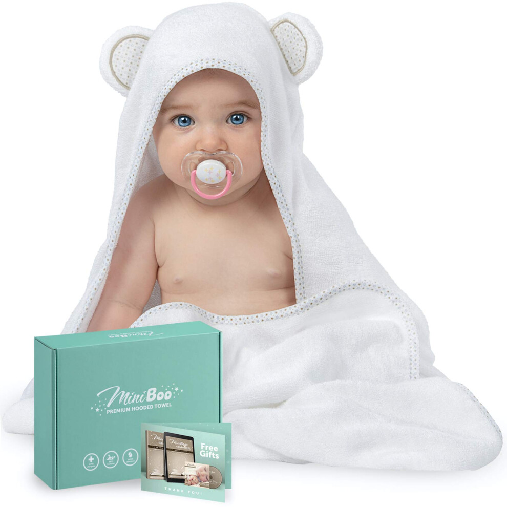 Hooded Baby Towel - Ultra-Soft And Hypoallergenic Rayon From Bamboo Baby Towels For Newborns Infants And Toddlers - Super Absorbent Baby Bat Miniboo