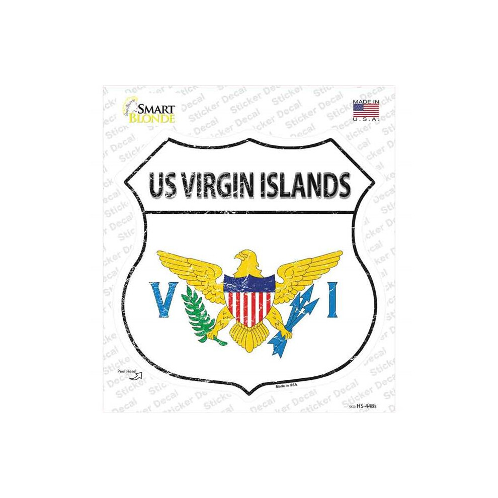 Smart Blonde Hs-448S-M Us Virgin Islands Flag Novelty Highway Shield Sticker Decal - Medium 731997823036