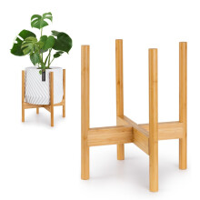 Fox & Fern Mid Century Modern Plant Stand - Raised Bamboo Planter Stand for Planters Up to 11.8 Inches Wide (NOT INCLUDED); Bamboo Pot Stand for Plan