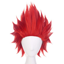 Jonetting Wig Wig Red Red Spiky Wig Men? + Wig Cap? Cheveux rouges courts perruques rouges ondulees pour Coser Red Red Spiky Cosplay Wig For Cost