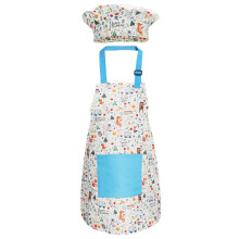 Conjunto de Avental Infantil com Chapéu de Chef, Aventais para Crianças com Alça Ajustável e Bolsos