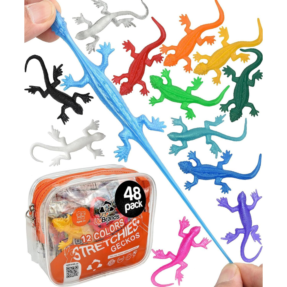 UpBrands 48 Super Stretchy Lizard Toys 3 Bulk Set  12 Colors  Kit for Birthday Party Favors for Kids  Goodie Bags  Easter Egg Basket Stuffers  Pinata-image-OPC-PFFRRCT-NEW