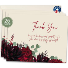 MPC Brands Blank Funeral Agradecemos Cart   es - Simpatia Luto de Agradecimento Cartas de Agradecemos com Envelopes - Mensagem dentro (25 Vermelho