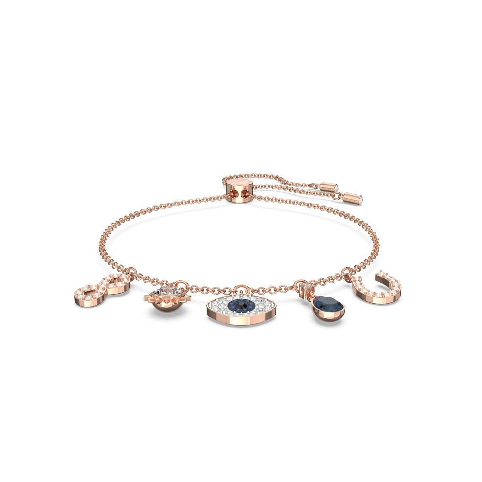 SWAROVSKI Womens Symbolic Evil Eye charm Bracelet  Blue & White crystal  Rose-gold Tone Plated  One size