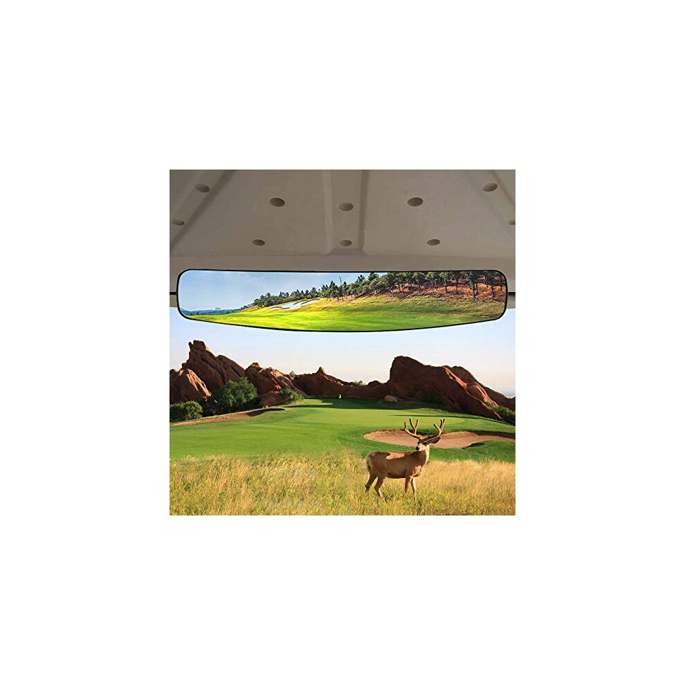 Hkoo Golf Cart Rear View Mirror 16.5"""" Extra Wide 180 Degree Panoramic Rear View Mirror Fit For Golf Cart Ezgo Club Car Yamaha (Rear View Mirror) 746362783464