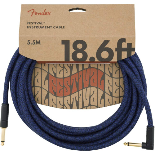 Fender Fender Festival Hemp Instrument Cable Straight/Angle Blue Dream 18.6ft
