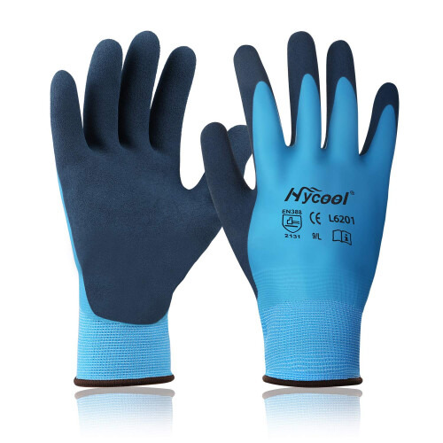 Γάντια Εργασίας DS Safety Waterproof για Άντρες και Γυναίκες, Μη Ολισθηρά, L6201 Μπλε 3 Ζεύγη M