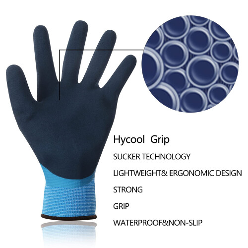 Γάντια Εργασίας DS Safety Waterproof για Άντρες και Γυναίκες, Μη Ολισθηρά, L6201 Μπλε 3 Ζεύγη M 2