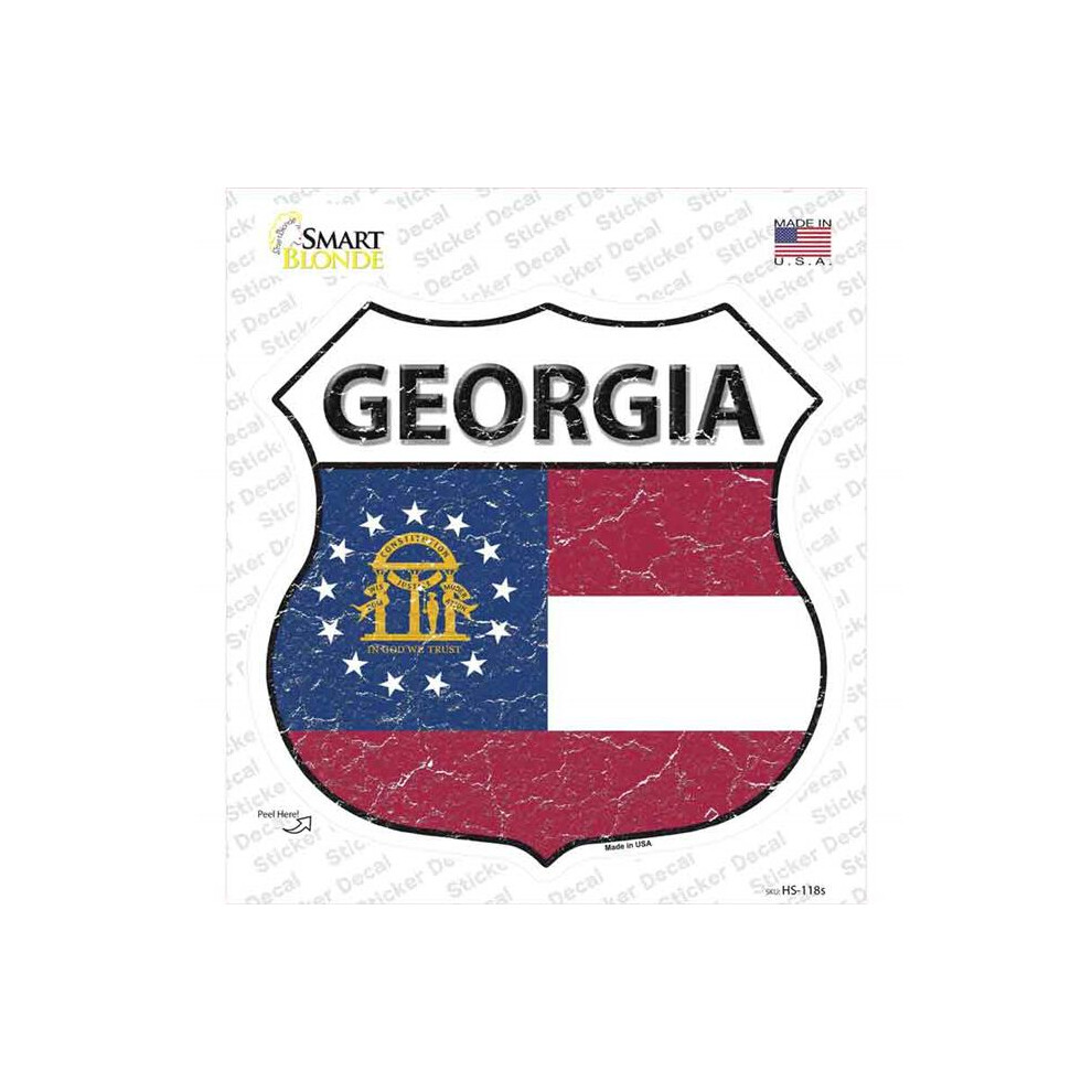 Smart Blonde Hs-118S-M Georgia State Flag Novelty Highway Shield Sticker Decal - Medium 731997827362