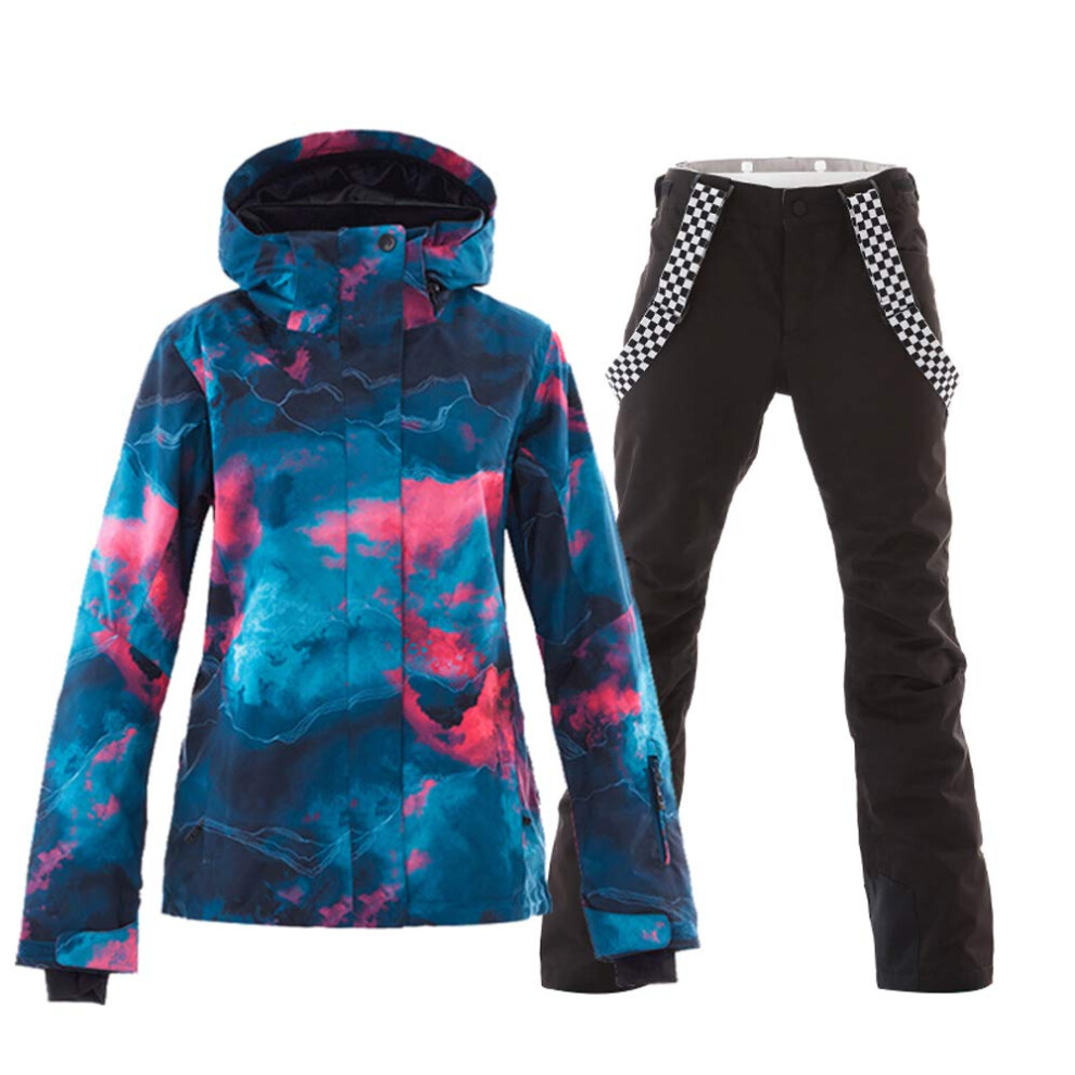 GS SNOWING Women's Ski Jackets and Pants Set Windproof Waterproof Insulated Snowsuit Winter Warm Snowboarding Snow Coat (Black03 S)