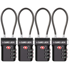 SURE LOCK TSA-godkendt 3-cifret kombinationsbagagel?se - ?ben alarmindikator Genindstillelig kode med zinklegeringshus Letl?selige urskiver til k