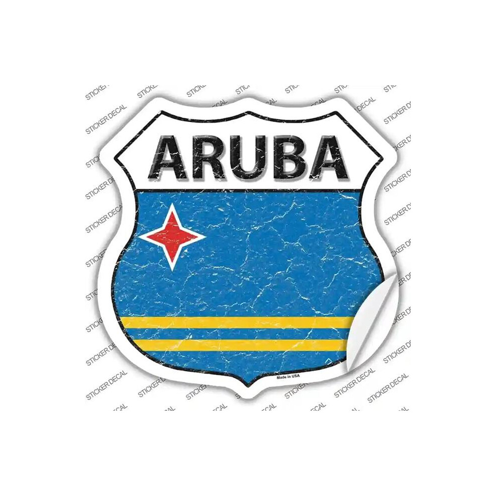 Smart Blonde Hs-176S-M Aruba Flag Novelty Highway Shield Sticker Decal - Medium 731997827539