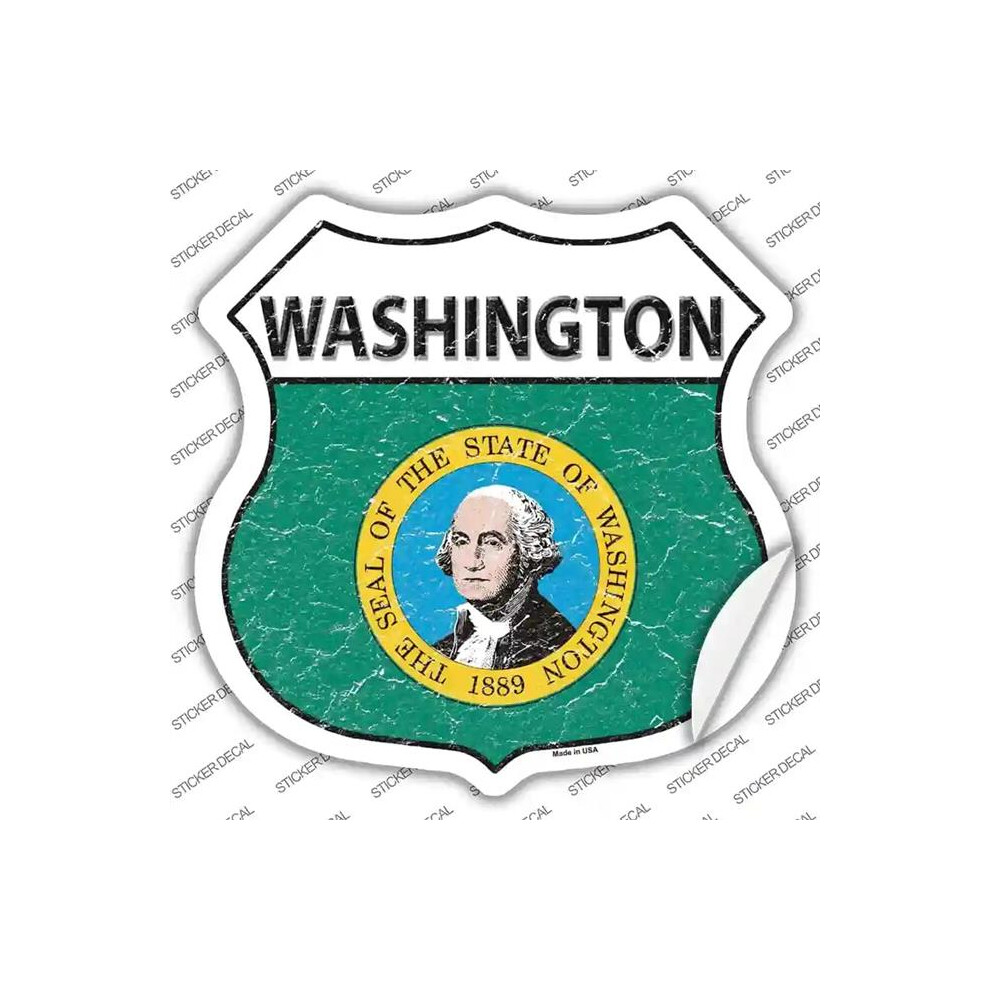Smart Blonde Hs-155S-S Washington Flag Novelty Highway Shield Sticker Decal - Small 731997827867