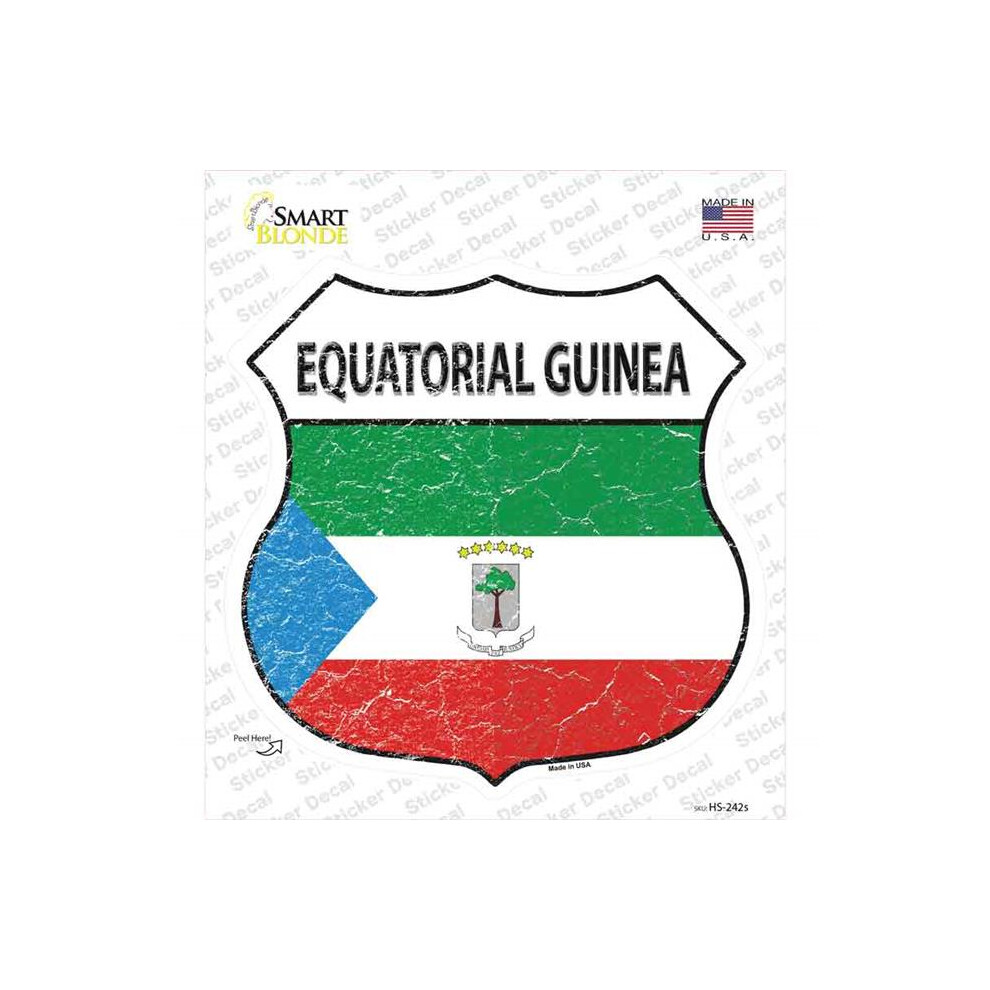 Smart Blonde Hs-242S-M Equatorial Guinea Flag Novelty Highway Shield Sticker Decal - Medium 731997828192