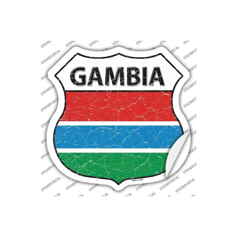 Smart Blonde Hs-256S-L Gambia Flag Novelty Highway Shield Sticker Decal - Large 731997828222