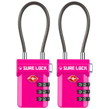 SURE LOCK TSA-godkendt 3-cifret kombinationsbagagel?se - ?ben alarmindikator Genindstillelig kode med zinklegeringshus Letl?selige urskiver til k