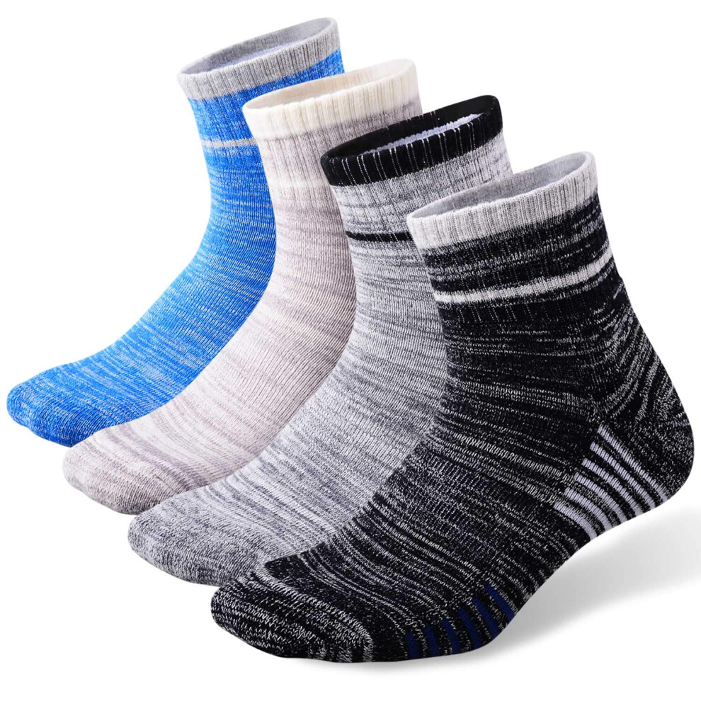 FEIDEER Men's Hiking Walking Socks 4 pack Wicking Cushioned Outdoor Recreation Crew Socks TJ-2-4MS18104-L