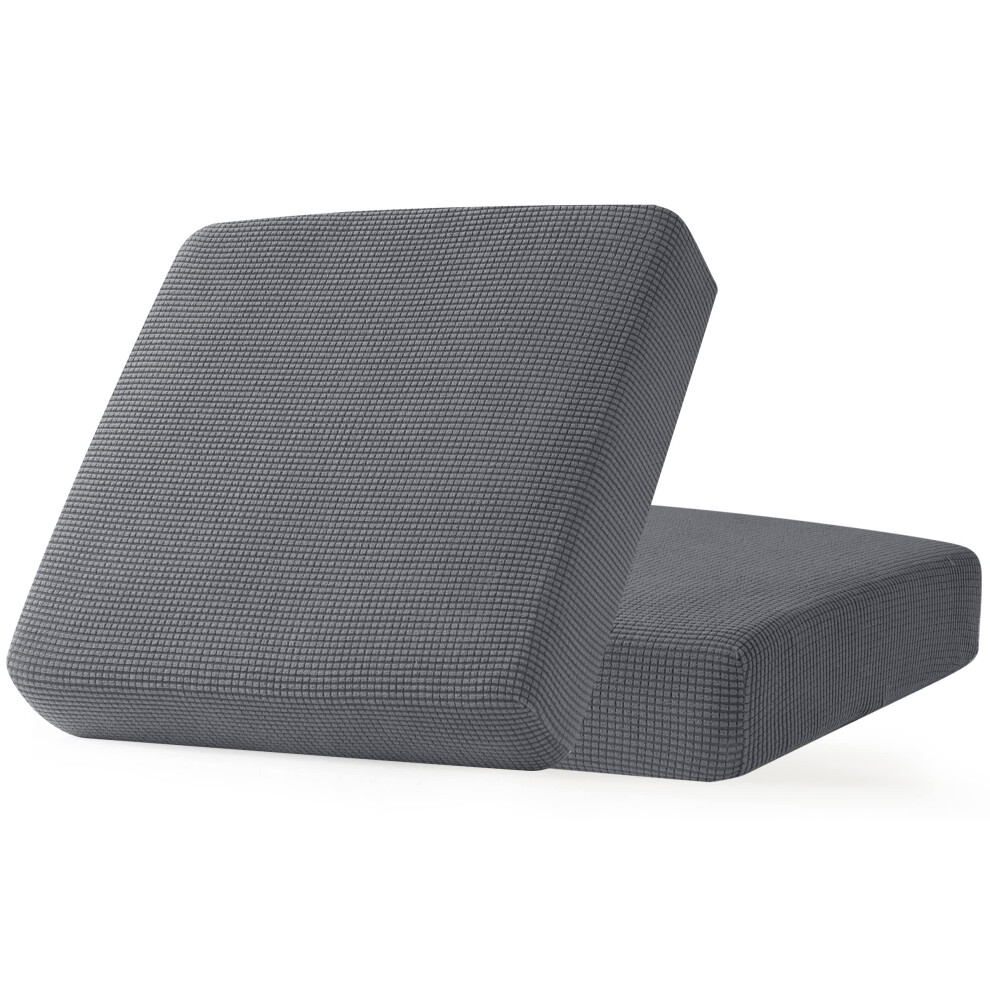 CHUN YI Lot de 2 housses de coussin extensibles pour canap   , fauteuil, causeuse, canap   , tissu jacquard    lasthanne, gris clair