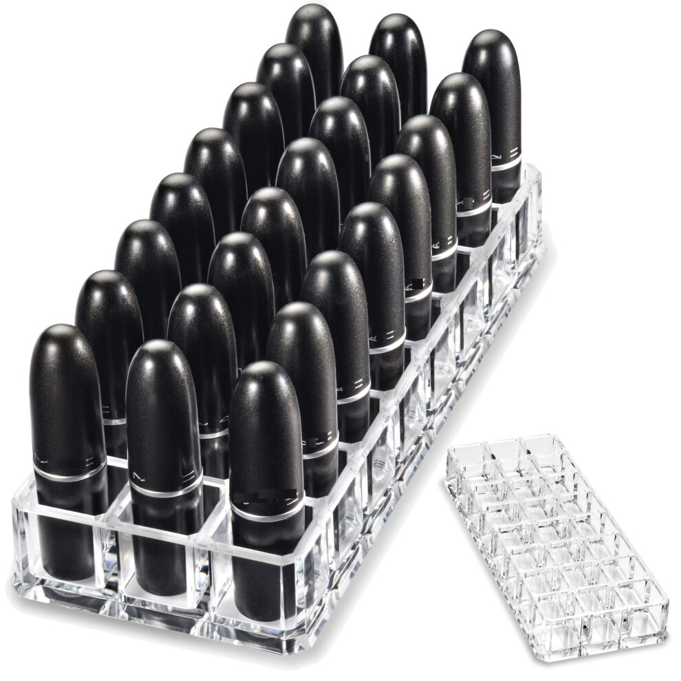 By Alegory Byalegory Set Of 2 Acrylic Lipstick Makeup Organizers 24 Space Beauty Storage Refillable Cosmetic Container - Clear