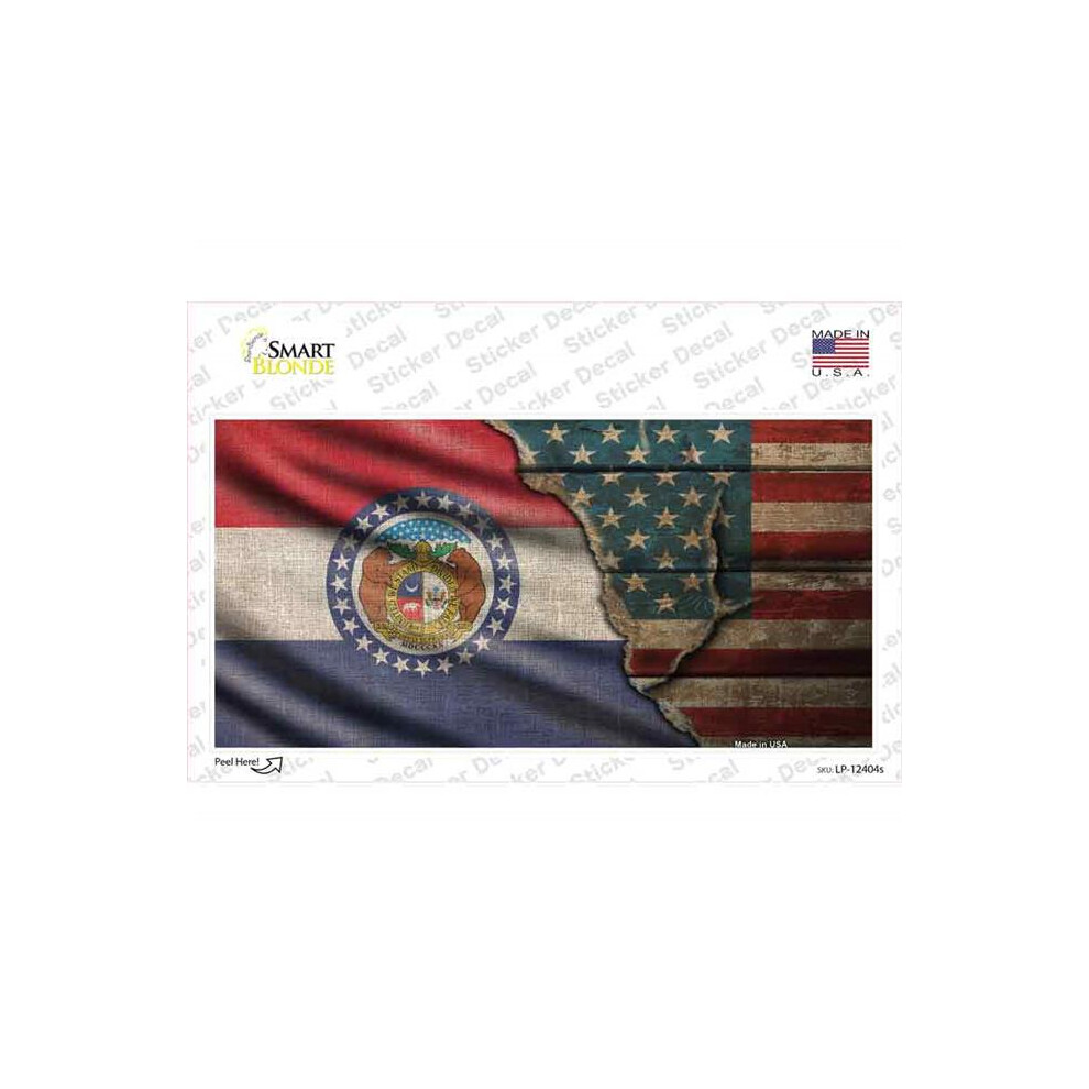 Smart Blonde Lp-12404S-M Missouri & American Flag Novelty Sticker Decal - Medium 731997921169