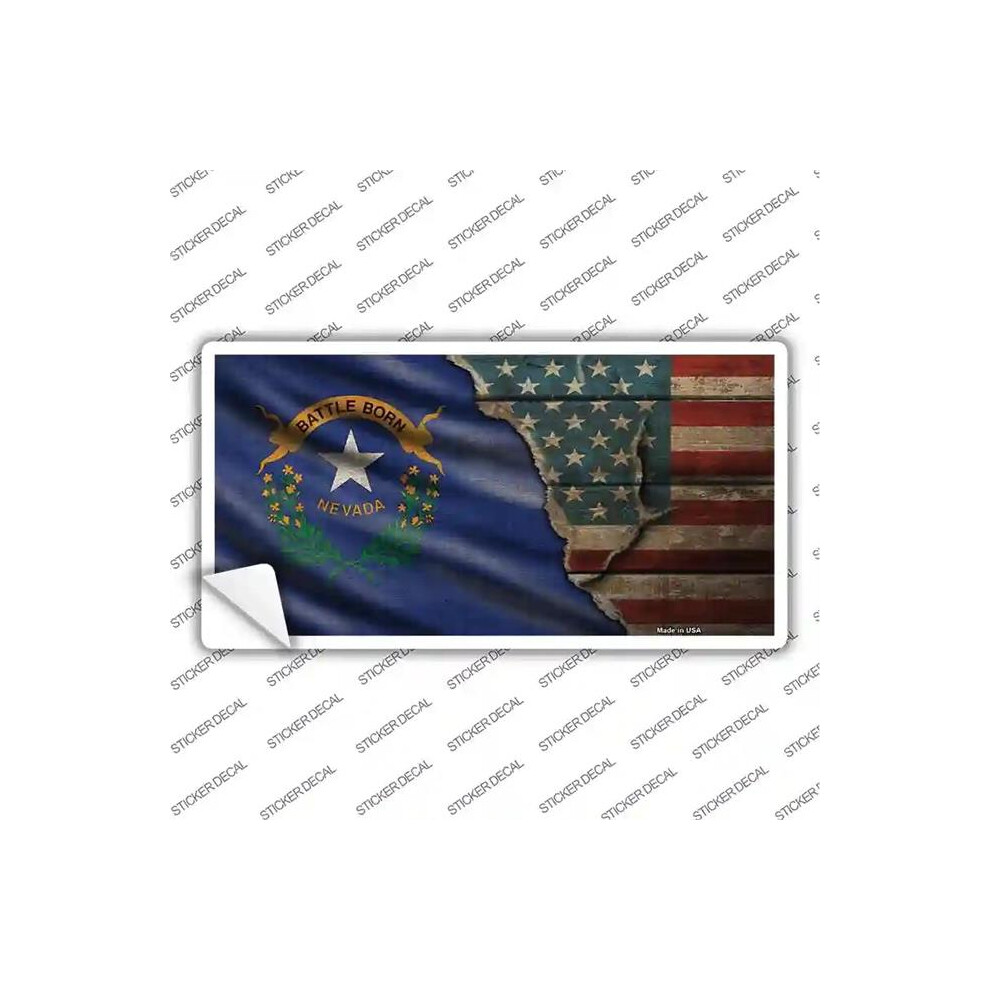 Smart Blonde Lp-12407S-S Nevada & American Flag Novelty Sticker Decal - Small 731997921190