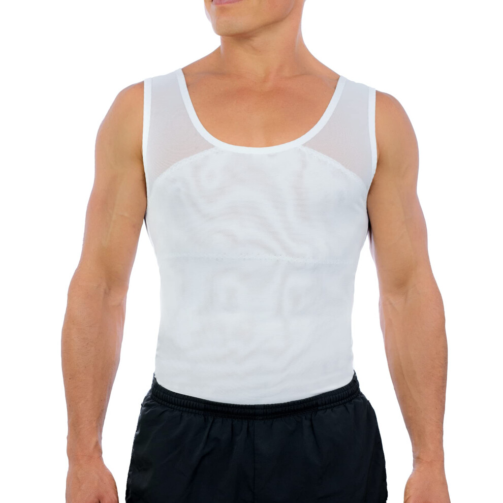 Esteem Apparel Oryginalna MęSka Koszulka Uciskowa Na Klatkę Piersiową UkrywająCa Ginekomastię Moobs Shapewear (Xx-Large White)-image