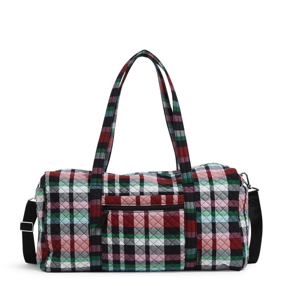 Vera Bradley Women's Cotton Large Travel Duffel Bag  Ribbons Plaid - Recycled Cotton  One Size-image-OPC-PFKRN97-NEW