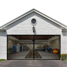 Garagedrrskrm fr 2 CAR 16x7ft- Magnetiskt frstrkta glasfiber Garagedrrskrm Stronger High Energy Magneter Hands Free Magnetic Screen Door