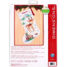 Dimensions Cross Stitch 'Reindeer and Hedgehog' Personalized Christmas Stocking Kit  White Aida  16''  14 Count