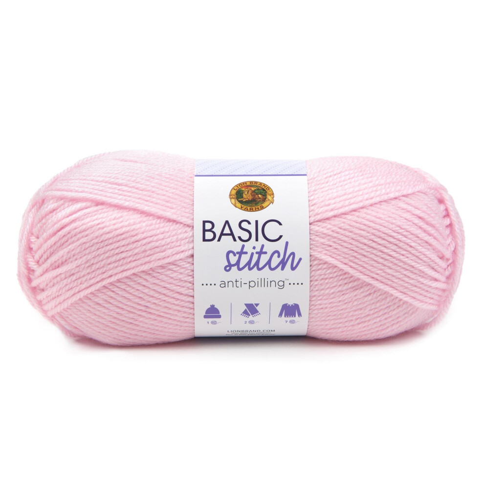 Lion Brand Yarn Basic Stitch Anti-Pilling Knitting Yarn  Yarn for Crocheting  1-Pack  Baby Pink